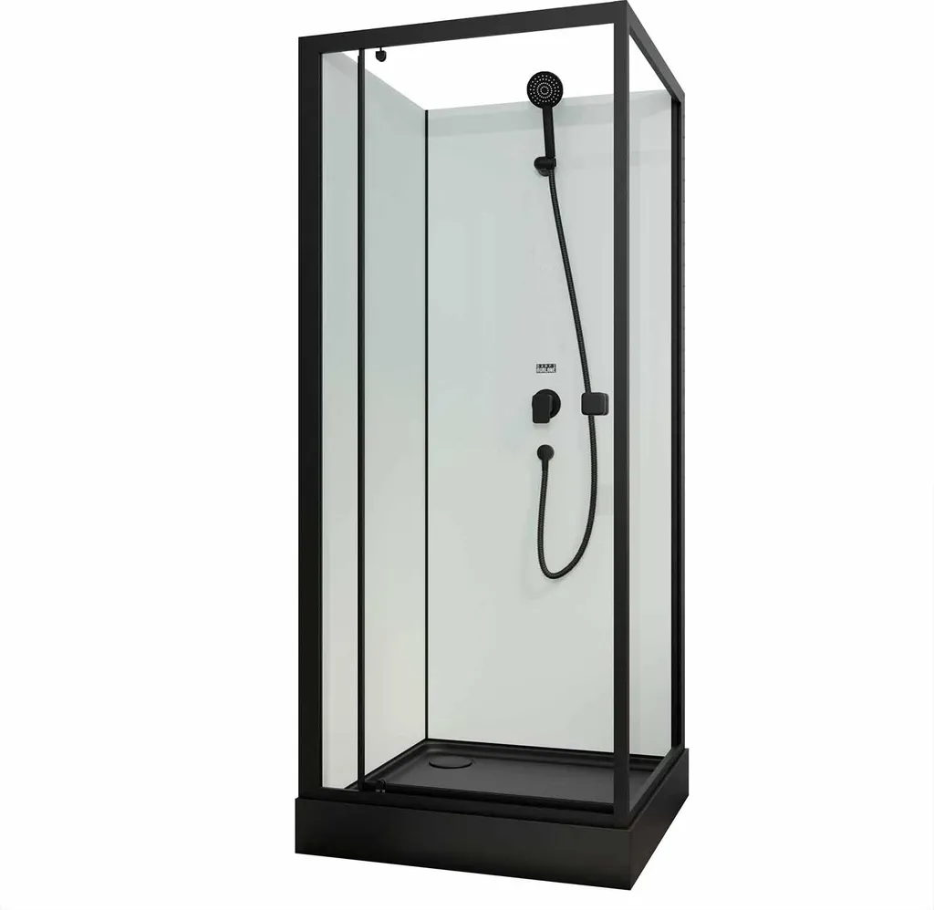 Cabine de douche carrée 80x80x200 cm porte pivotante avec profilés noirs