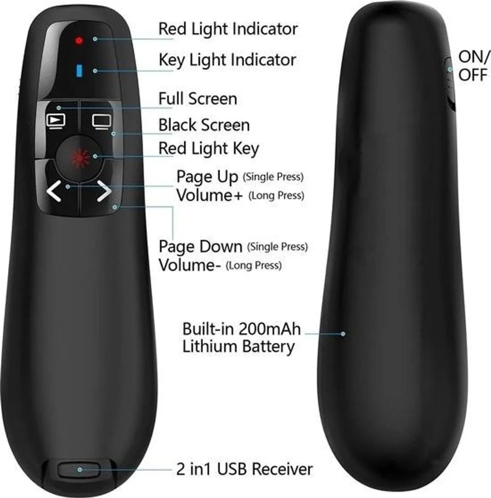 Télécommande PPT pour Mac et ordinateur portable avec connecteur mixte