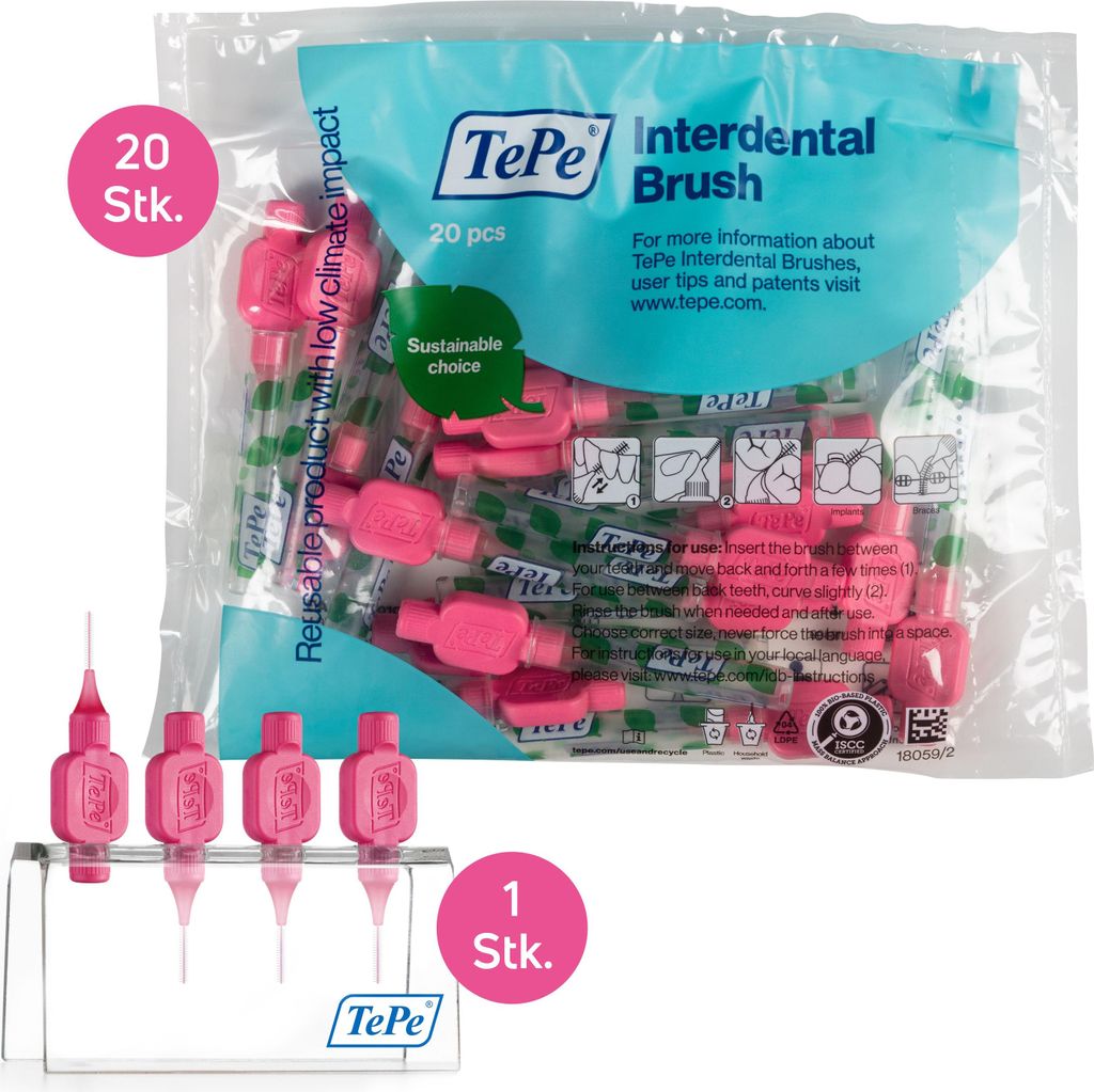 20-Pack TePe Interdentalbürsten Original und 1 Badezimmerständer, Zahnzwischenraumpflege