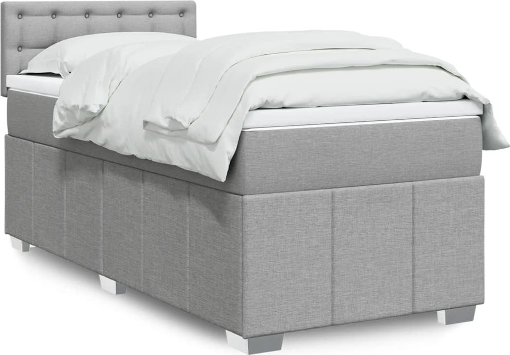 (NEU 2026) Boxspringbett mit Matratze, Doppelbett moderne, Hellgrau 80x200 cm - Stoff - Klassische Betten - 63.94 kg