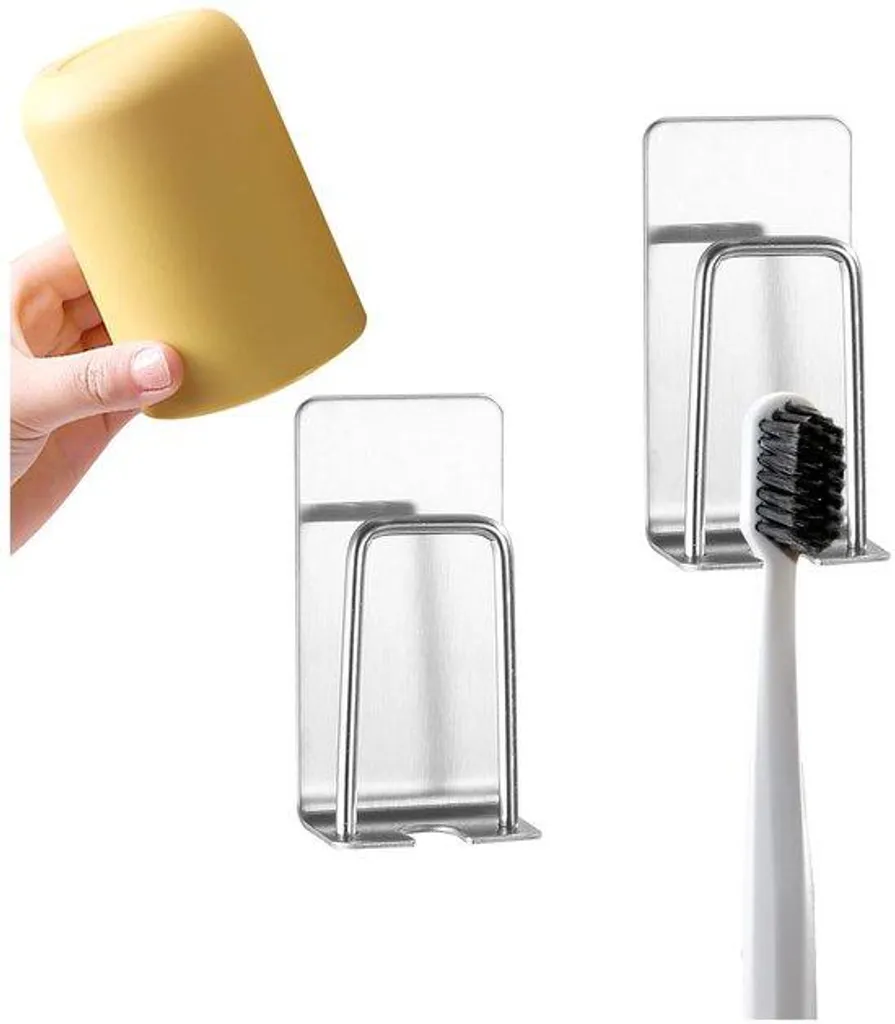 Rangement brosse à dents mural anti-moisissure argent sans percer le mur