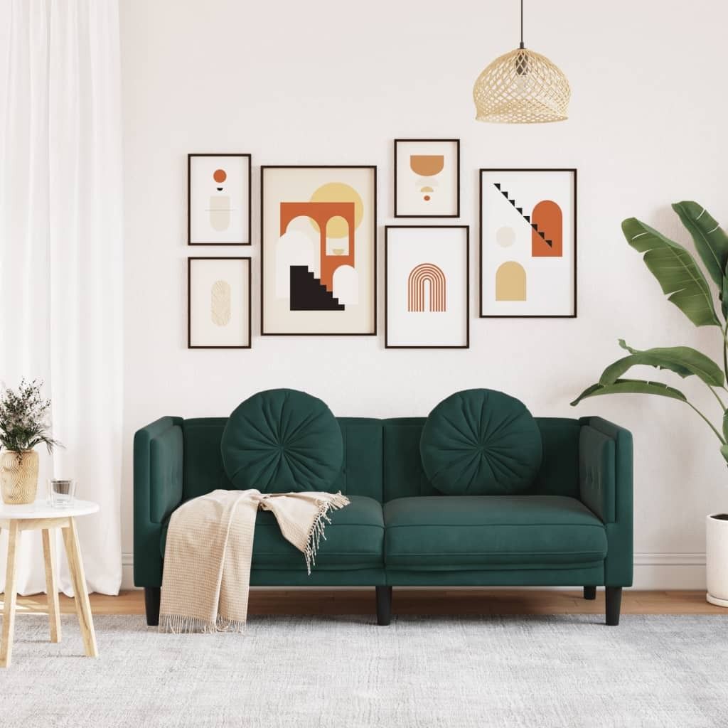 "Winterschlussverkauf " Sofa mit Kissen 2-Sitzer Dunkelgrün Samt - 173,5 x 77 x 70 cm - DEMöbel2865468