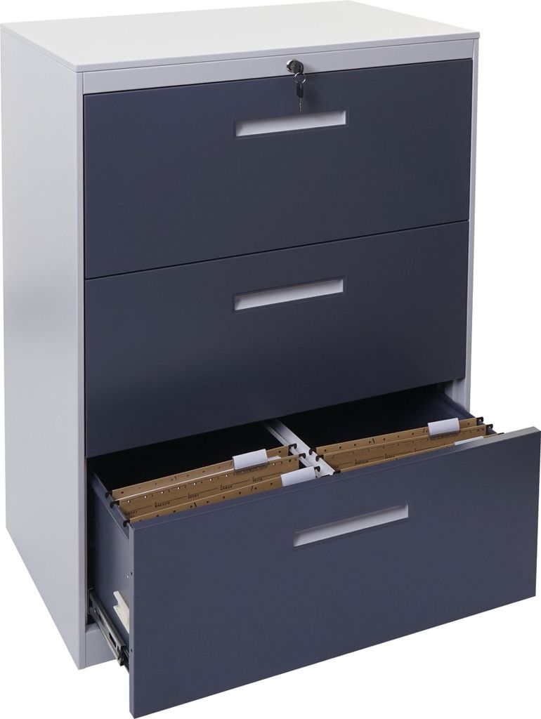Hängeregisterschrank HWC-A10, Aktenschrank Büroschrank Stahlschrank, A4 abschließbar 103x76x46cm grau-dunkelgrau