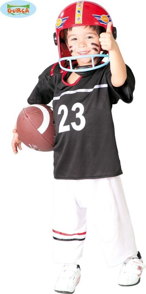 Football Star Kinderkostüm Karneval Sport Spieler Helm Jersey Shorts, Größe: 110/116 Farbe: Schwarz