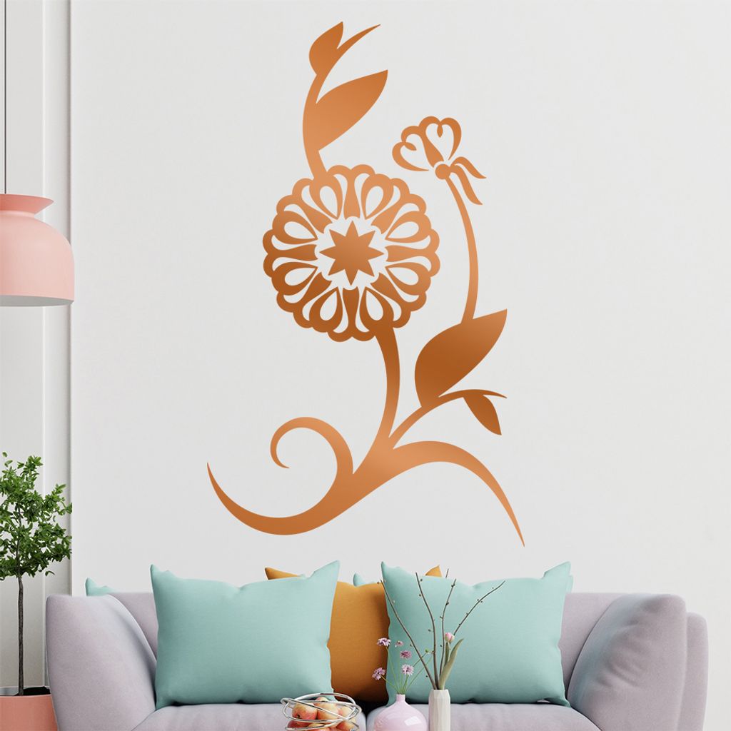 Blume - Linien Wandtattoo in 6 Größen - Wandaufkleber Wall Sticker - Dekoration, Küche, Wohnzimmer, Schlafzimmer, Badezimmer