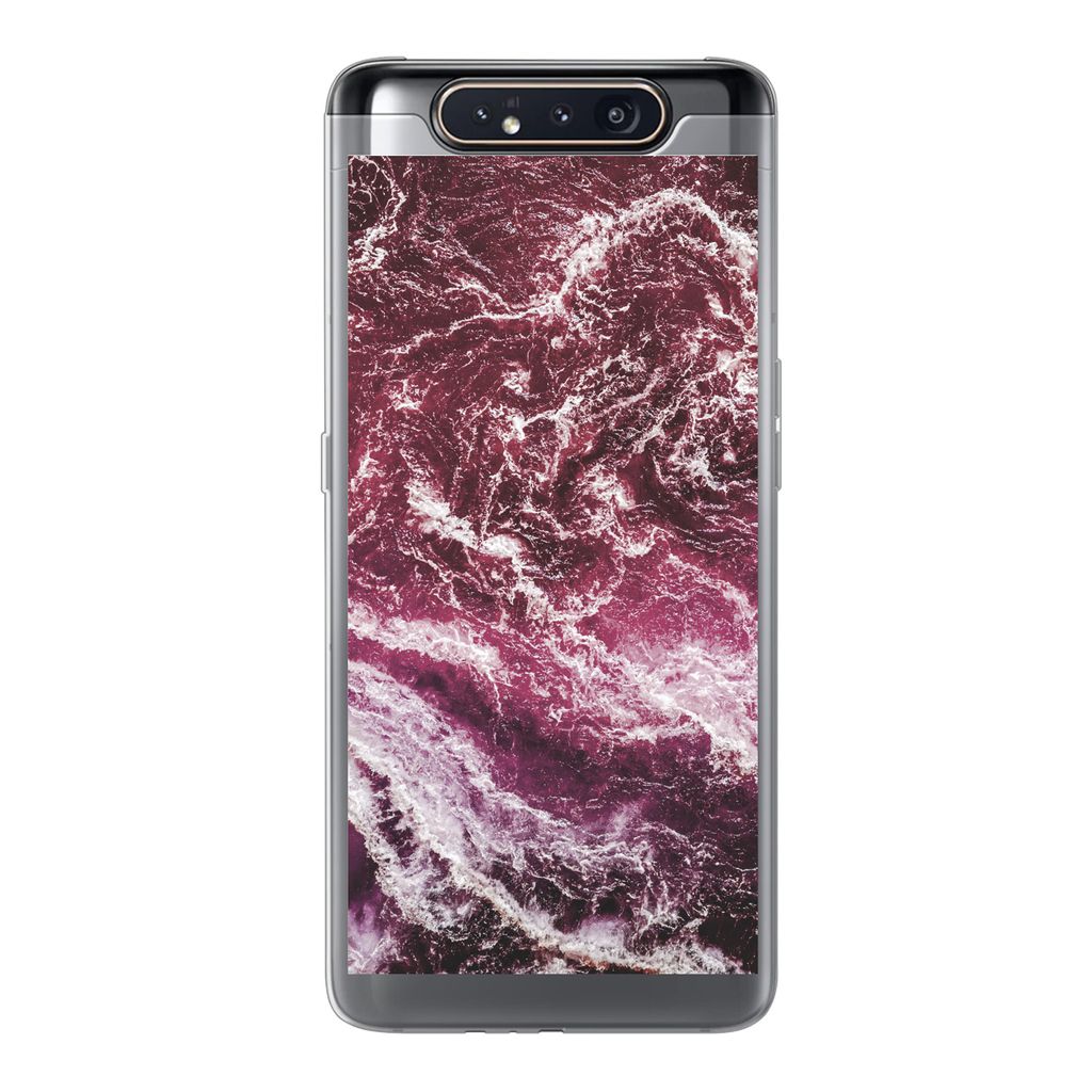 MuchoWow Handyhülle Schutzhülle Hülle für Samsung Galaxy A80 Natursteine - Lila - Marmor Silikon Softcase Handy Hülle - Schutzdeckel