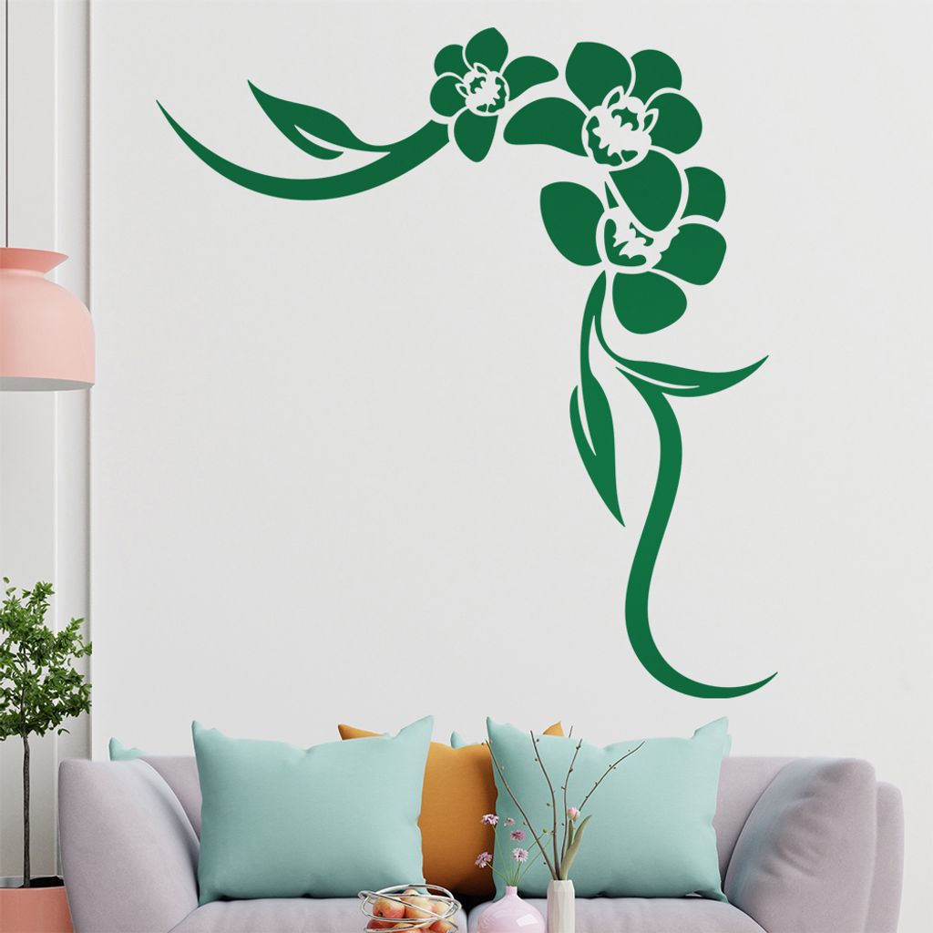 Orchidee - Linien Wandtattoo in 6 Größen - Wandaufkleber Wall Sticker - Dekoration, Küche, Wohnzimmer, Schlafzimmer, Badezimmer