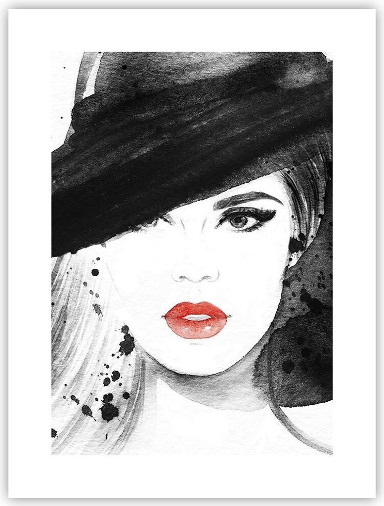 Poster - Poster ohne Rahmen - Frau Gesicht Lippen - 30x40 cm - Wand Bild - Wanddeko - Wandbilder - Kunstposter - Wandposter - Bilder - Kunstdruck -...
