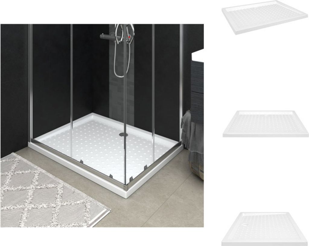 vidaXL Duschwanne Anti-Rutsch Weiß 80x100x4 cm ABS - Duschwannen