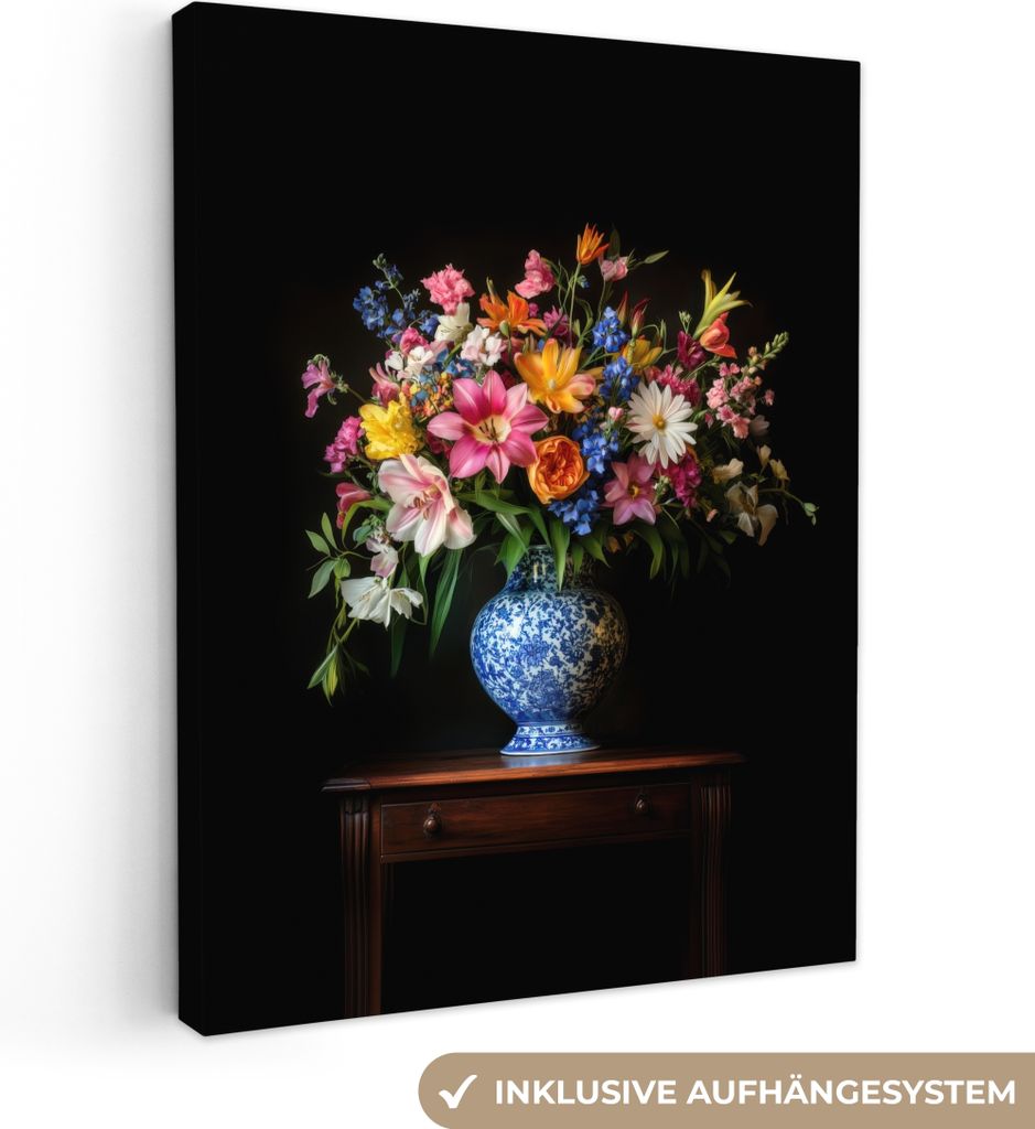 Leinwand Bilder 30x40 cm - Blumen - Bunt - Lebendig, Wandbilder, Wanddeko Wohnzimmer, Bild