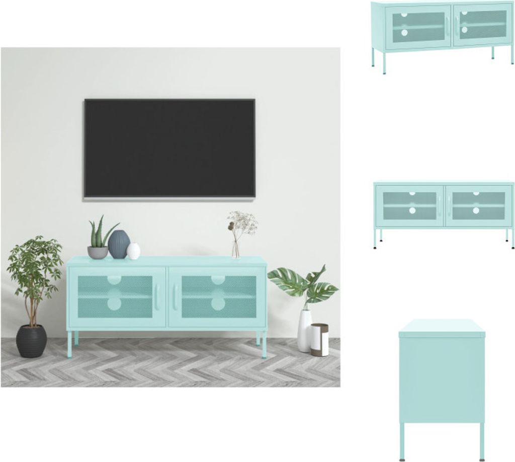 vidaXL TV-Schrank Minzgrün 105x35x50 cm Stahl - TV-Möbel