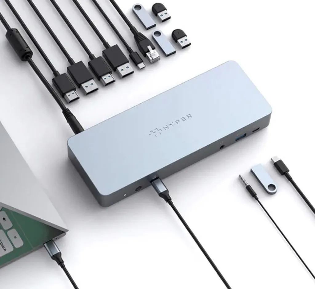 Hub USB-C multiport HyperDrive 14-en-1 Argent pour double écran 4K