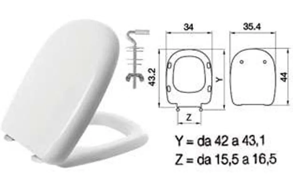 Siège WC Five avec charnières acier inox H025S en résine blanche rigide