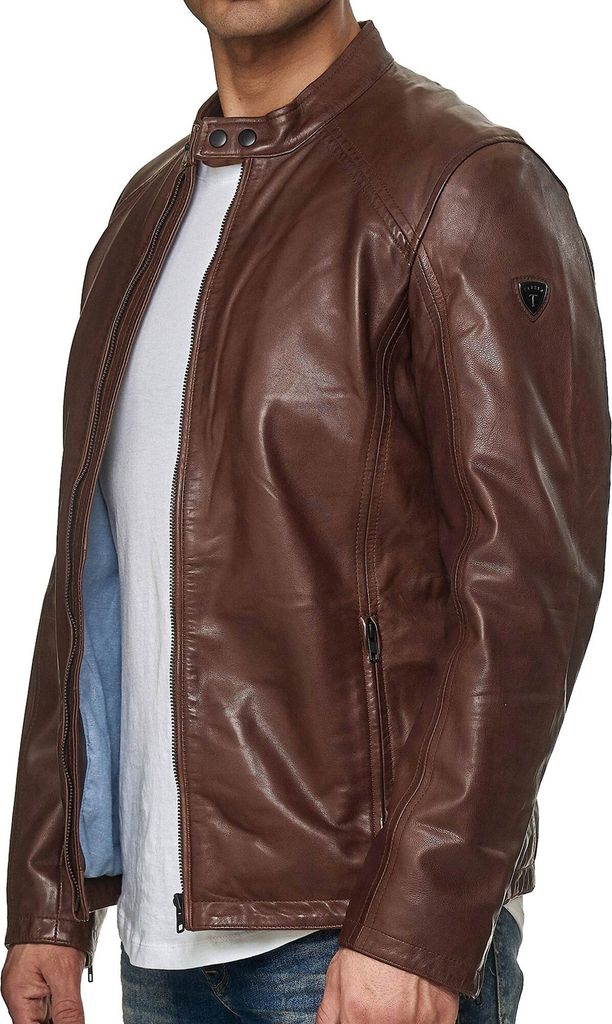 Tazzio Herren Jacke Lederjacke Echtleder 19707 Camel S
