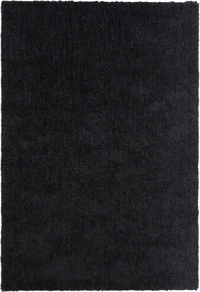 BELIANI Teppich Schwarz Polyester 140 x 200 cm Rechteckig Hochflor Modern Maschinengetuftet Fußbodenheizung Geeignet Wohnzimmer Schlafzimmer Flur