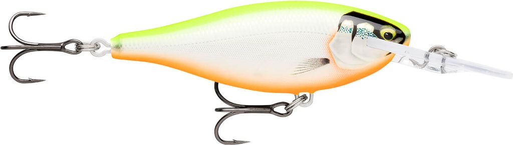 Rapala Shad Rap Elite - Wobbler, Farbe:Gilded Chartreuse Orange Belly, Länge / Gewicht / Hakengröße / Lauftiefe:7.5cm / 12g / Gr. 6 / 2.7m-3.3m