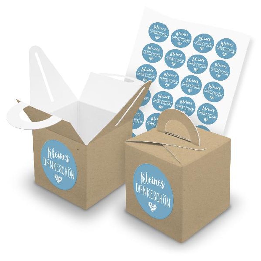 itenga SET 24x Würfelboxen mit Griff Braun (V43) + Motivsticker (M118)