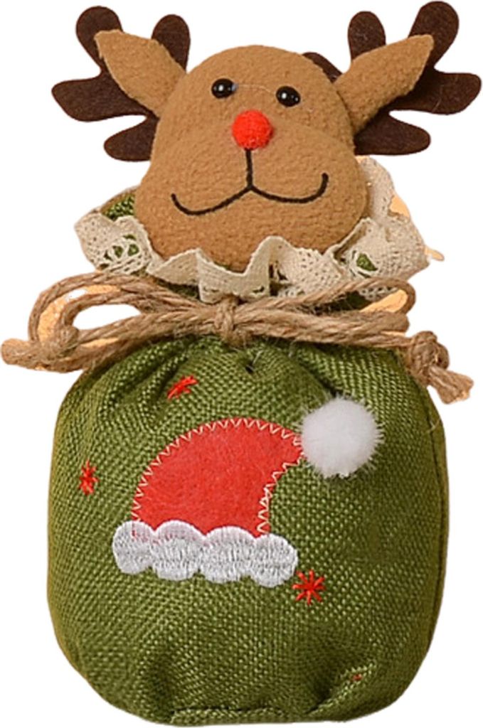 Weihnachts-Geschenktüte mit Kordelzug, 3D-Plüsch, Rentier, Weihnachtsmann, Schneemann, Obstsäcke, wiederverwendbar, Stoff, Süßigkeiten, Aufbew...