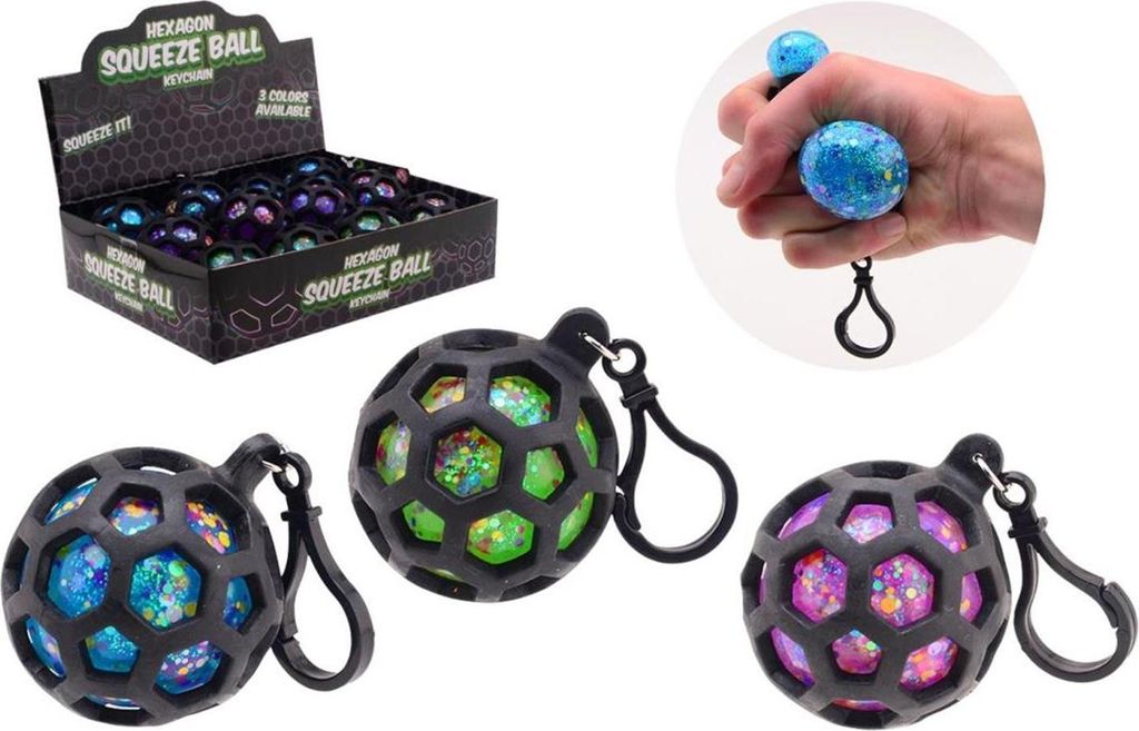 Johntoy Squeeze-Glitzerball mit Haken