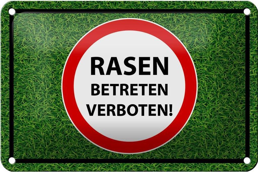 Blechschild Hinweis 18x12cm Rasen Betreten verboten Deko