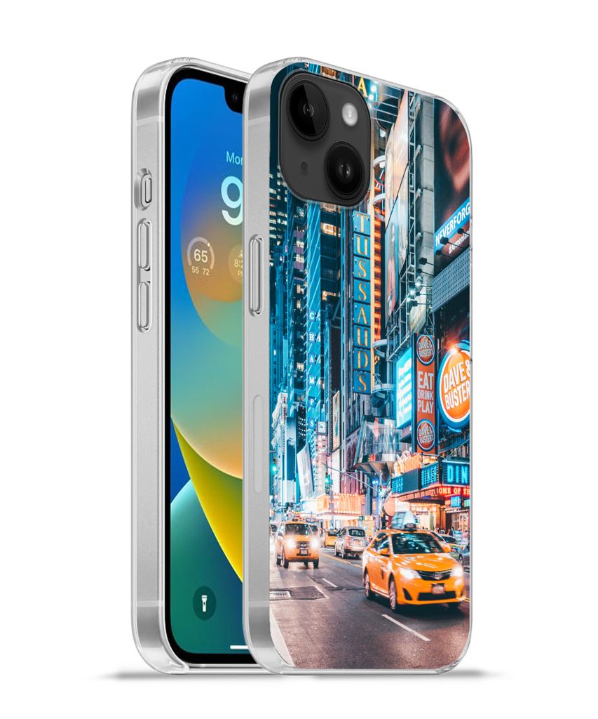 MuchoWow Handyhülle Schutzhülle Hülle für Apple iPhone 14 Plus - Soft case New York bei Nacht Silikon Softcase Handy Hülle - Abbildung