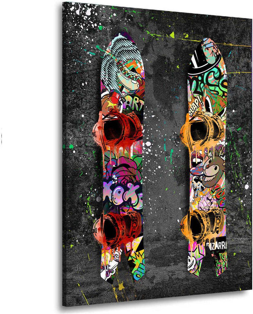 Leinwandbild Wandbild Snowboard Graffiti Style Kunstdruck XXL Wanddeko: 90x120x2cm