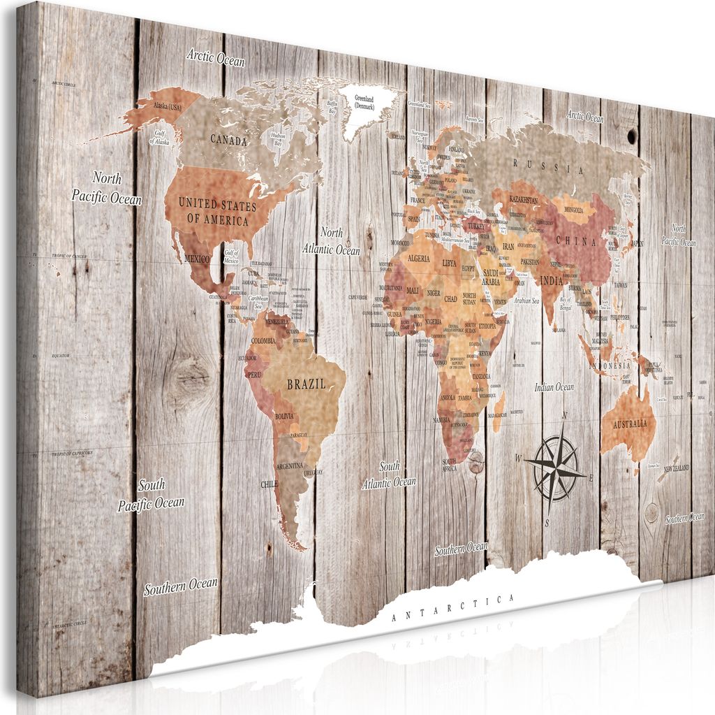 Wandbild Mega XXXL Weltkarte 250x125 cm Einteiliger XXL-Format Kunstdruck zur Selbstmontage Leinwandbilder moderne Bilder DIY Wanddekoration Wohnun...
