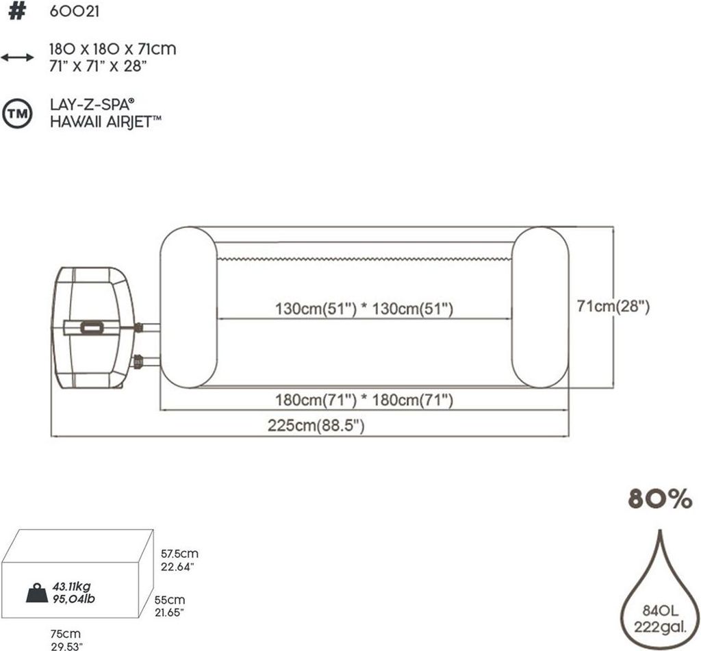 Hawaii Lay-Z-Spa AirJet Spa ogrodowe BESTWAY 6-osobowe + Obrázek produktu 29