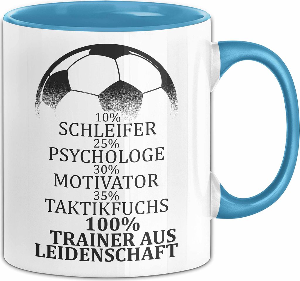 Fußballtrainer Tasse Spruch Trainer Aus Leidenschaft Fußballcoach (Blau)