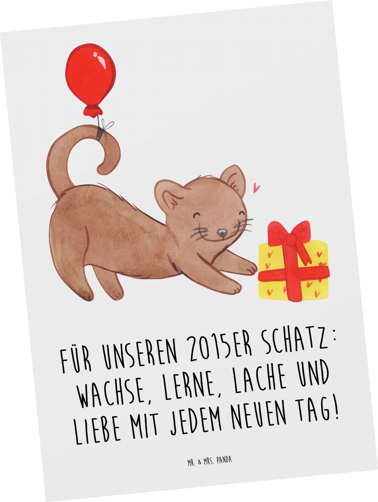 Mr. & Mrs. Panda Postkarte 2015 Geburtstag - Weiß - Geschenk, Ansichtskarten, Grußkarte, Postkarten, Happy Birthday, Lebensfreude, Geburtstagsjah...