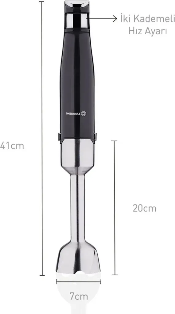 Korkmaz Performix 1000W Tritatutto - Mixer a Immersione 2 Velocità Nero