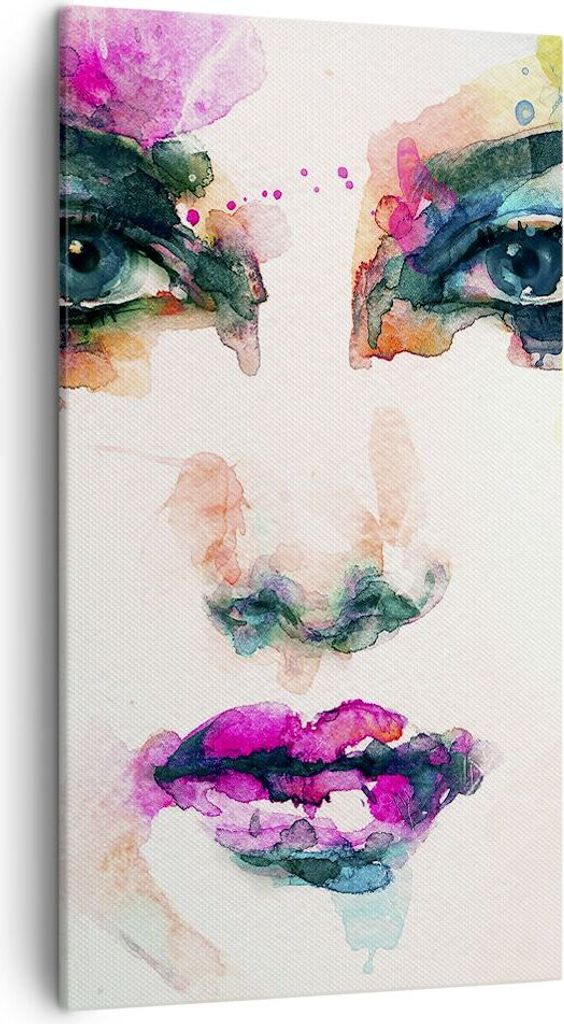 Bild auf Leinwand - Leinwandbild - Frau Gesicht Kosmetik - 45x80cm - Wand Bild - Wanddeko - Leinwanddruck - Bilder - Kunstdruck - Wanddekoration - ...