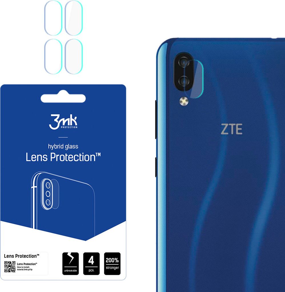3mk Hybridglas Lens Protection für ZTE Blade A5 2020 Kamera Objektiv Kameralinse 0,16mm 6H (4 Stück)
