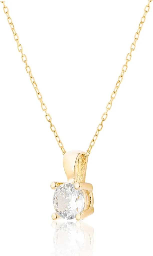 Collier élégant pour femme en argent doré et solitaire pour soirée
