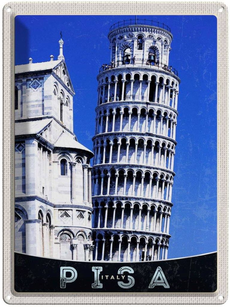 vianmo Blechschild 40x30 cm Pisa Italien Europa Urlaub Schiefer Turm von Bildmotiv Reisemotiv Abenteuer Reisen