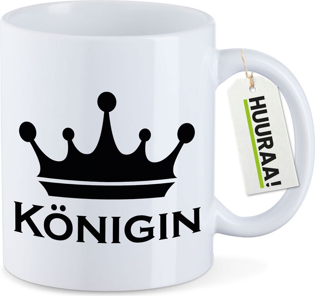 Huuraa Kaffeetasse Königin Schützenkönigin 330ml Weiß Keramik Kaffeebecher Geschenkidee