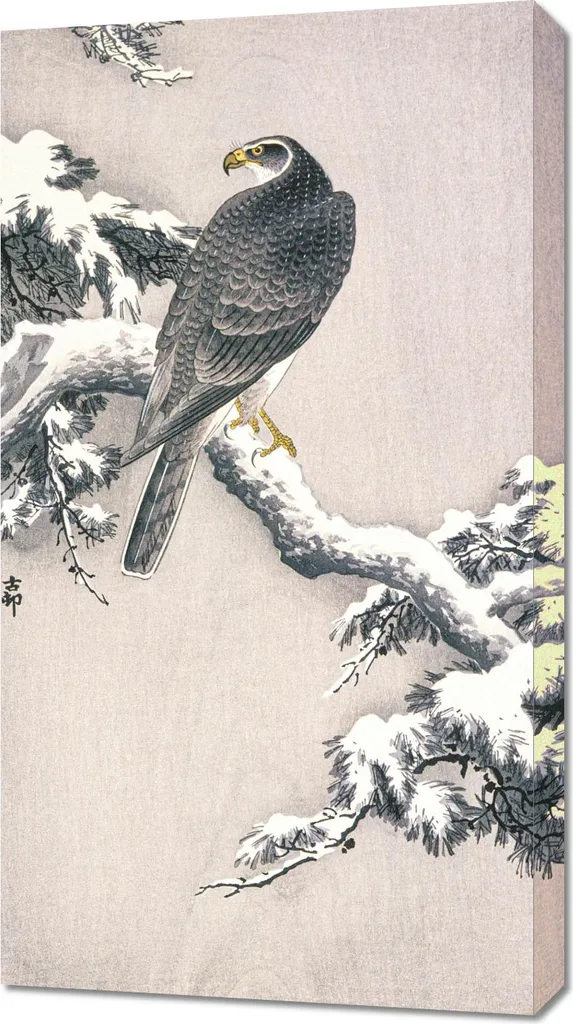 Arredo Salotto Japandi: Quadro Koson Ohara 50x90 Goshawk on Snow