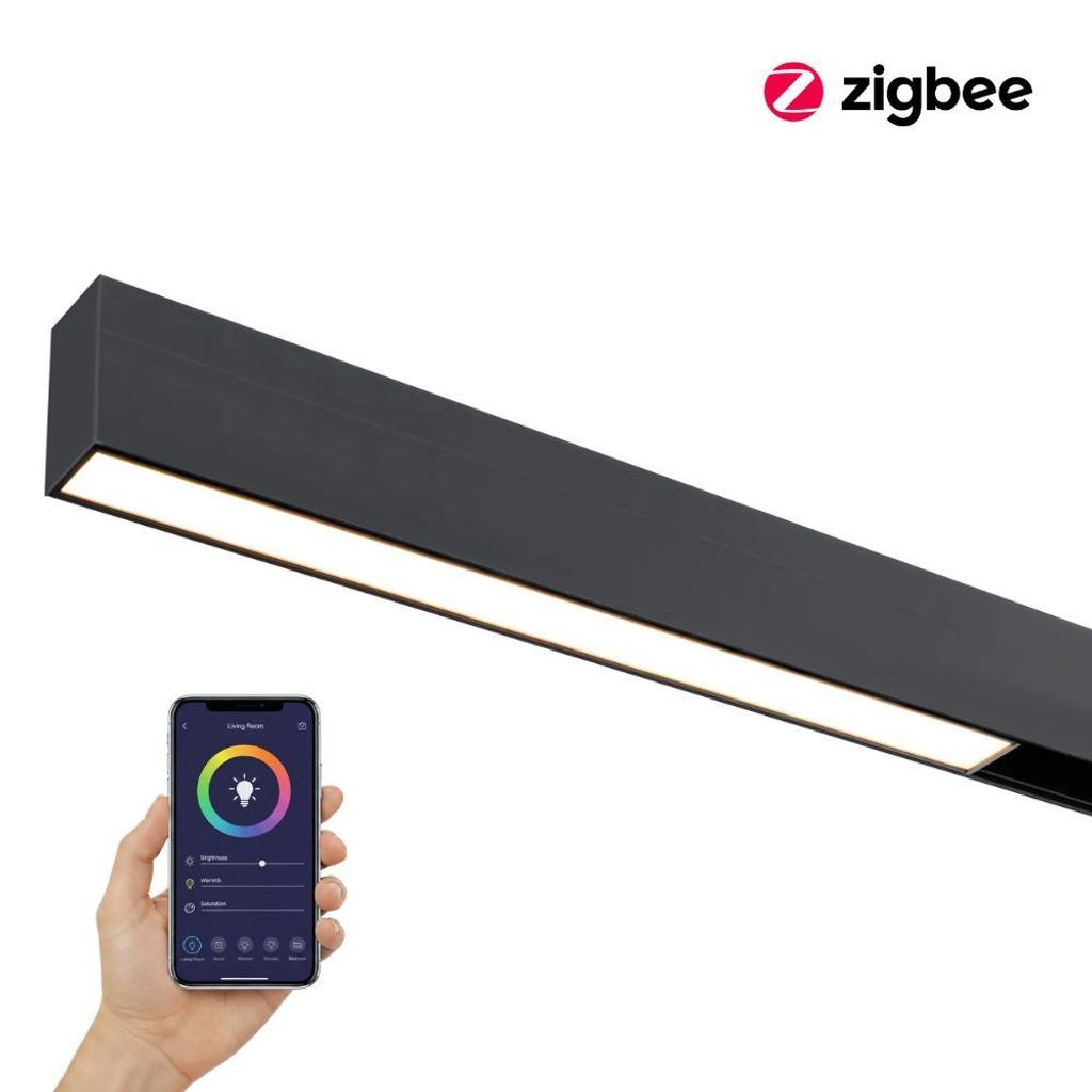 Qub Line Stripe 30 Magnetische Schienenbeleuchtung – 48V – Schwarz – Smarte Zigbee LED-Leuchte für Magnetschienensysteme – Integrierte LED