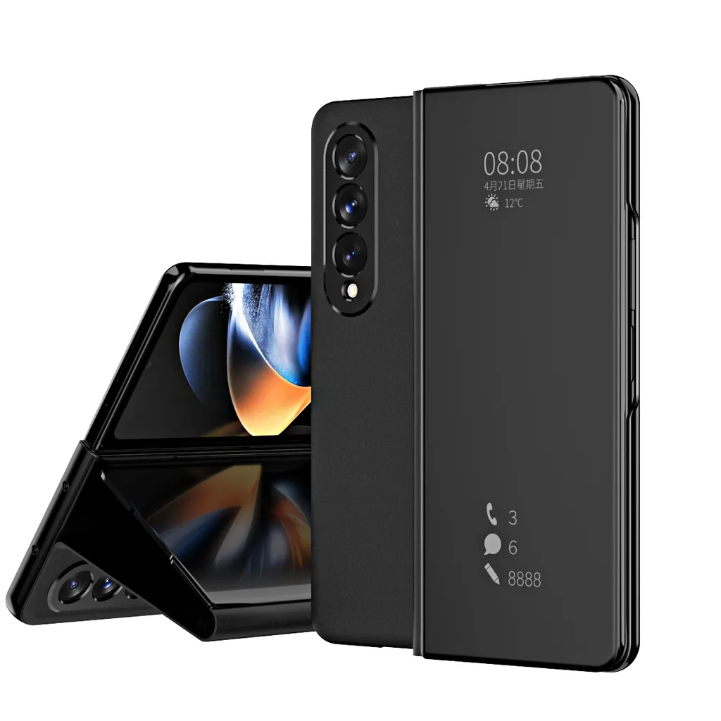 Custodia Samsung Galaxy Z Fold 4 5G Nera Specchio Effetto Pelle