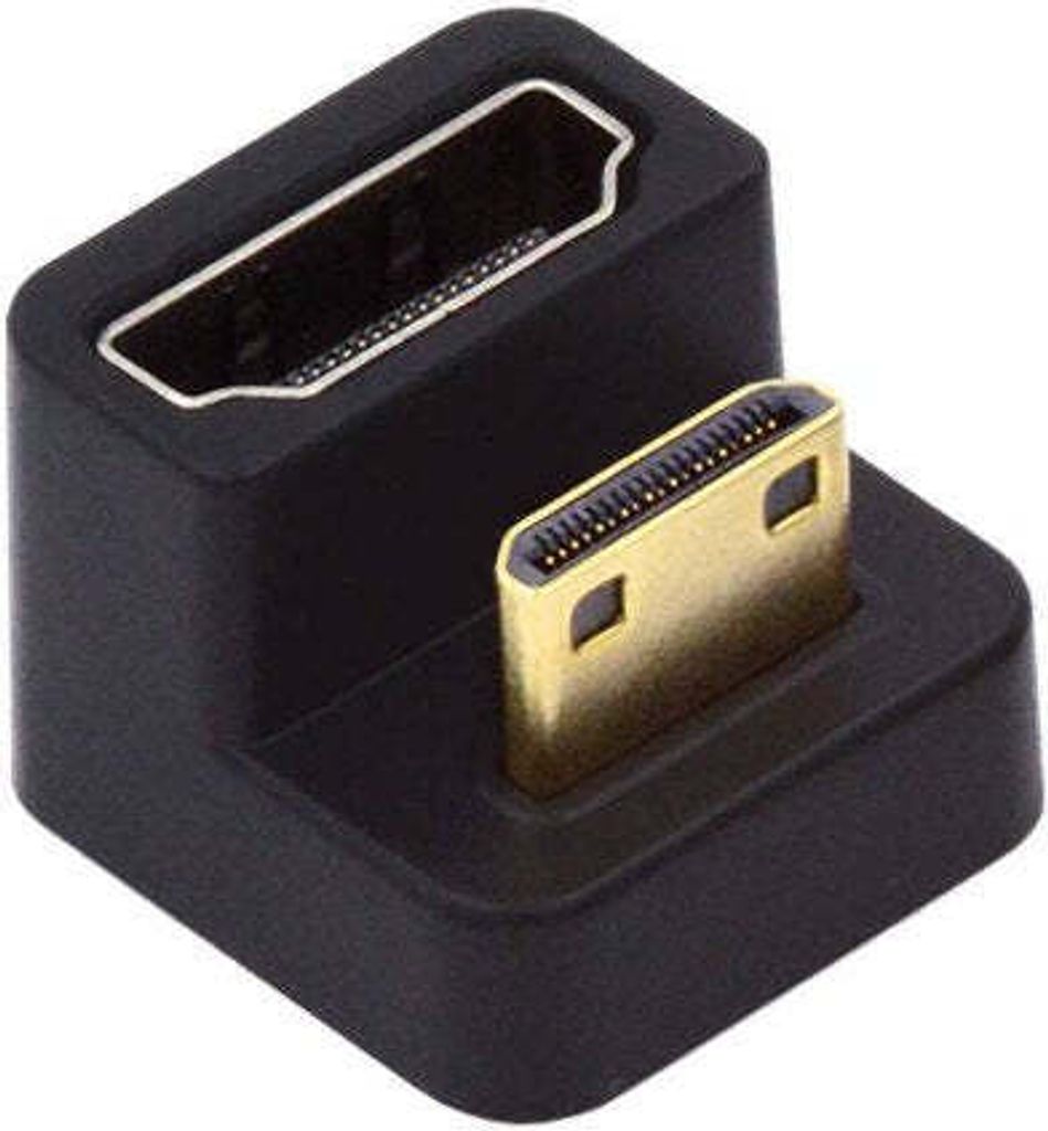 SYSTEM-S HDMI Adapter Mini Stecker zu Standard Buchse U Turn 180° Winkel Kabel in Schwarz