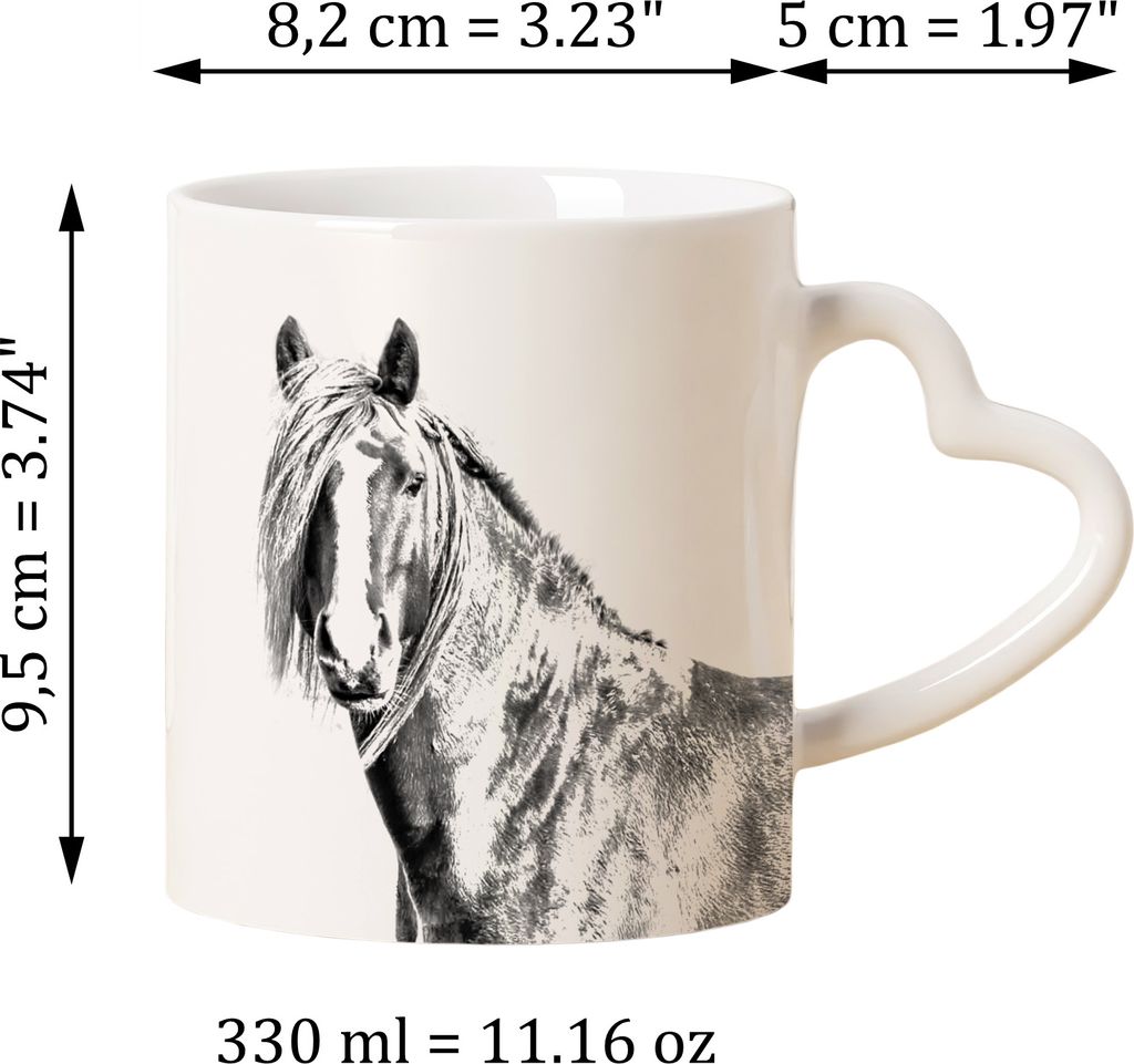 Kanadisches Pferd - Tasse mit Hund, entzückende Tasse mit herzförmigem Henkel, universelles Geschenk der Marke Art-Dog