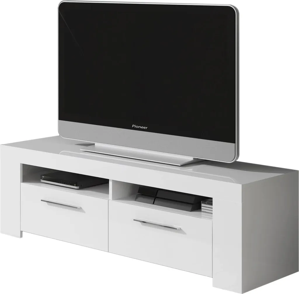 Banc TV Ambit 120 cm avec Rangements Fermés et Niches Ouvertes CALICOSY