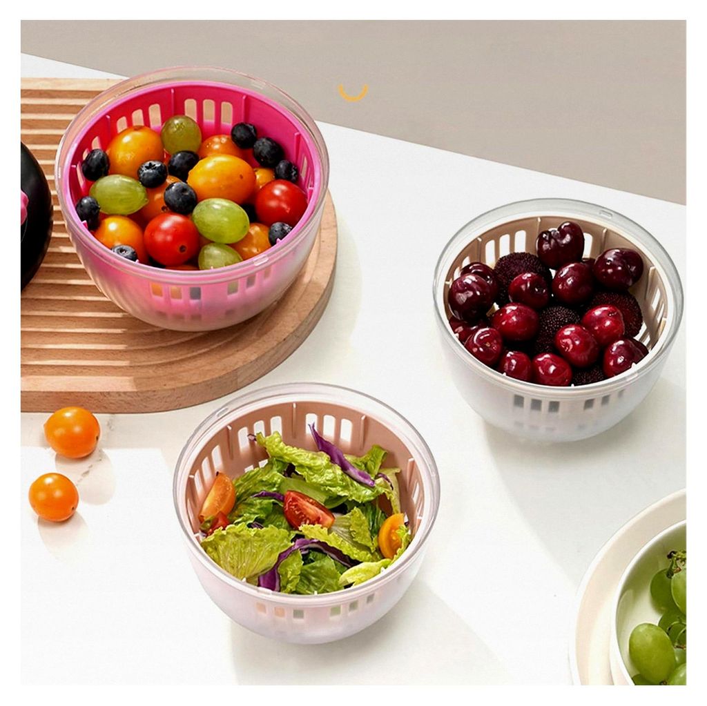 Salatschleuder, 800ml Mini Salatschleuder mit Entwässerungslöchern, Mehrzweck-Gemüsetrockner mit Schüssel und Filterkorb für Haushalt, Picknic...