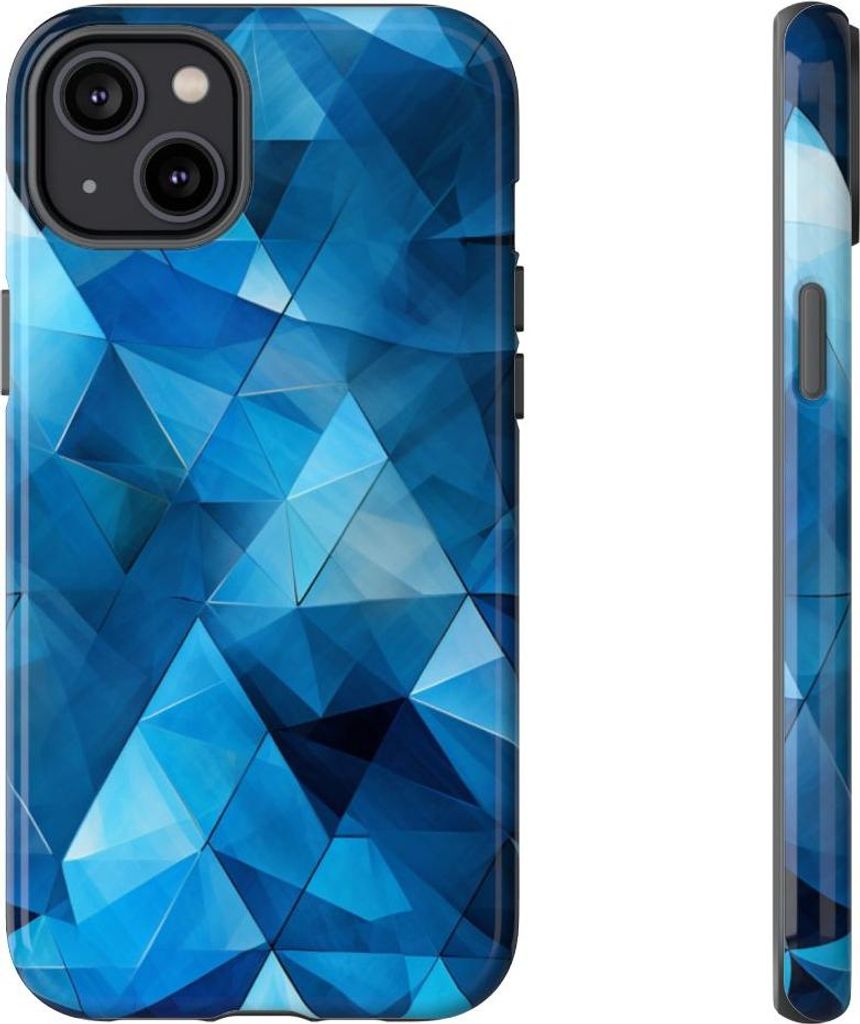 Blaues geometrisches Dreiecksmuster – Hülle Kompatibel mit iPhone 14 Plus