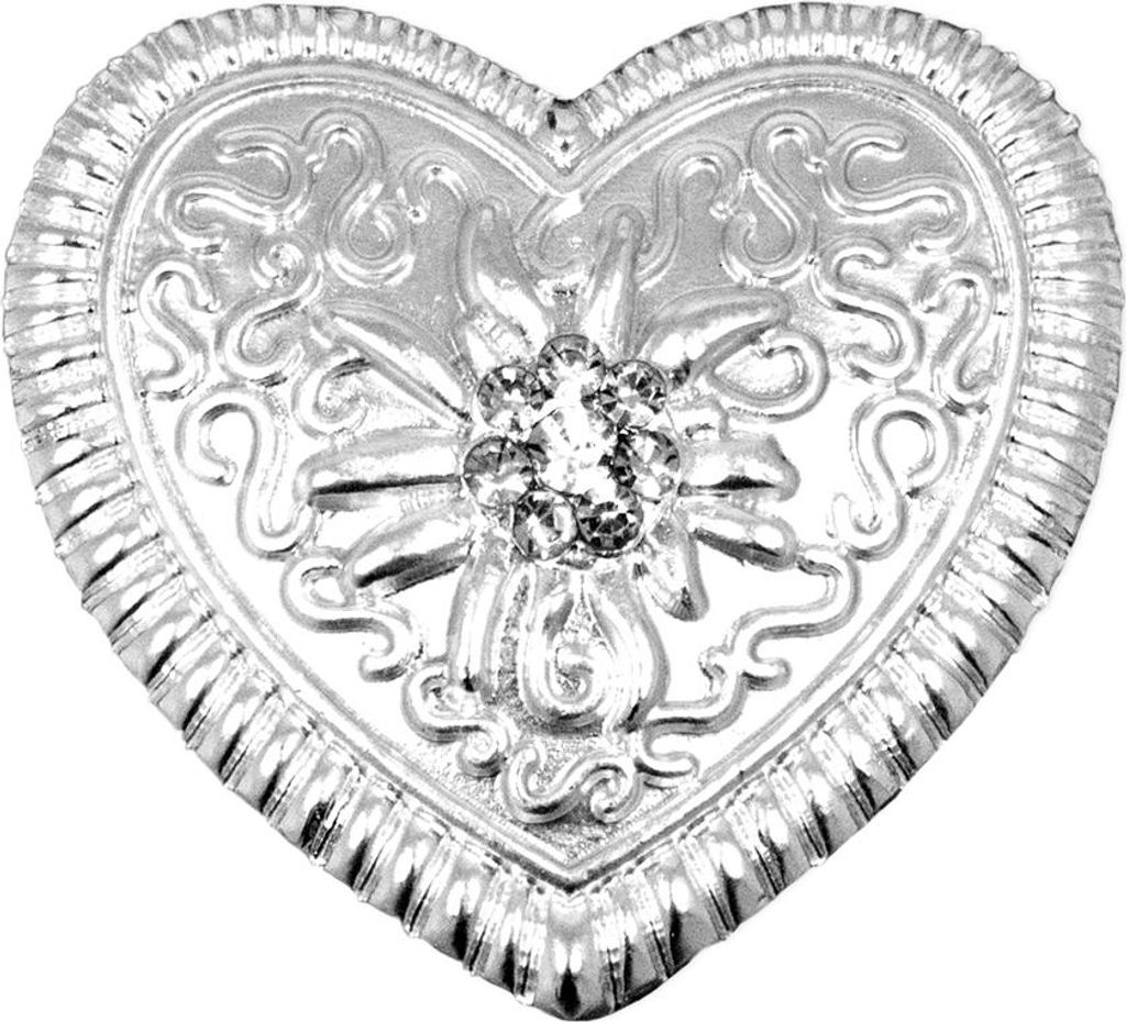 Magnet Brosche Tuchhalter - Weißgold Herz Ornament