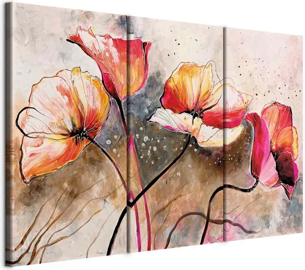 Quadro di Design Papaveri 90x60 - Arte su Tela Vlies Premium 22353