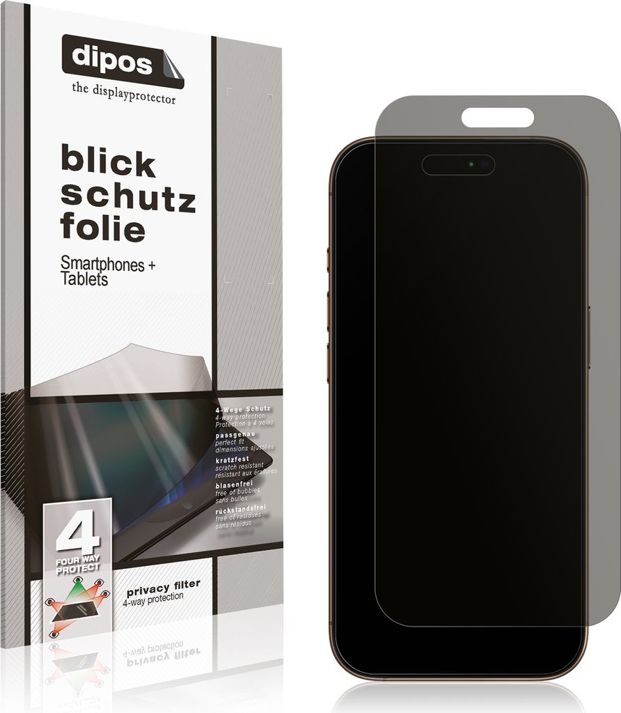 Blickschutzfolie für Apple iPhone 16 Pro Max matt Schutzfolie Folie Display Schutz dipos