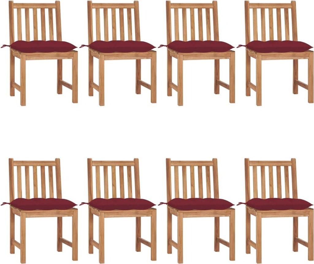 Gartenstühle 8 Stk. mit Kissen Massivholz Teak