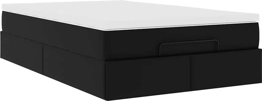 Ottoman-Bett mit Matratze Schwarz 120x190 cm Kunstleder