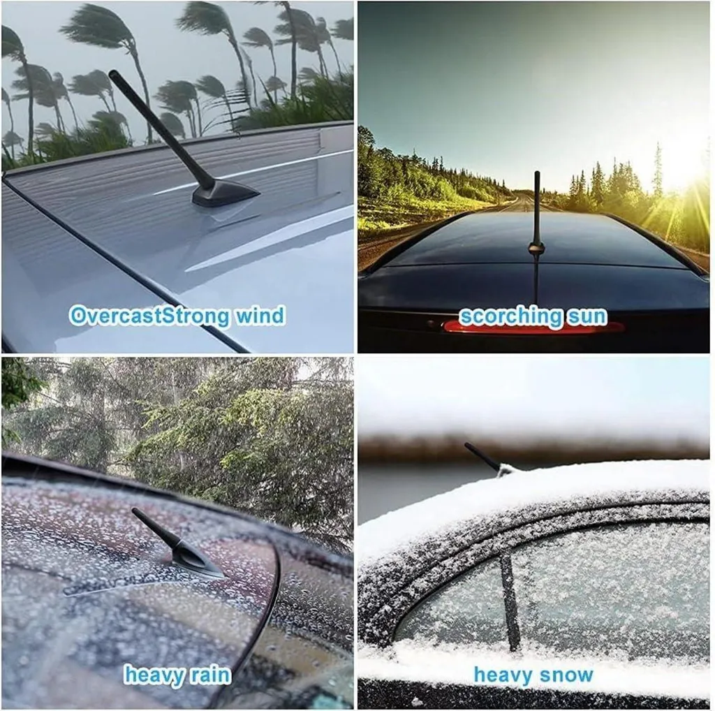 Antenne voiture courte universelle noire anti-casse FM AM DAB 6 vis